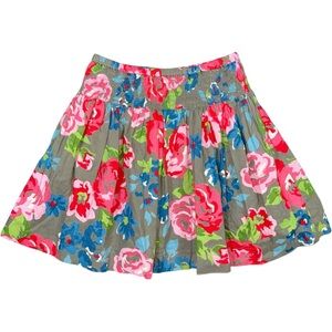 Mini Boden Girls 9 - 10 Years Floral Skirt with Smocked Waistband Multicolored